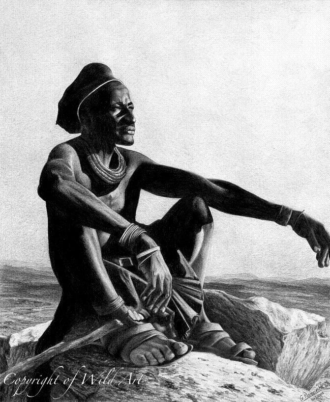 Himba Herder — pencil drawing